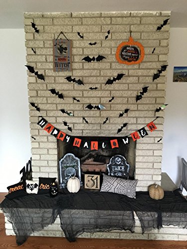 Megrocle 3D Bat Wall Decor DIY Scary Black Bats Wall Decals Removable Window Stickers Halloween PVC Party Supplies Decorations,36 pcs - Thumbnail 7