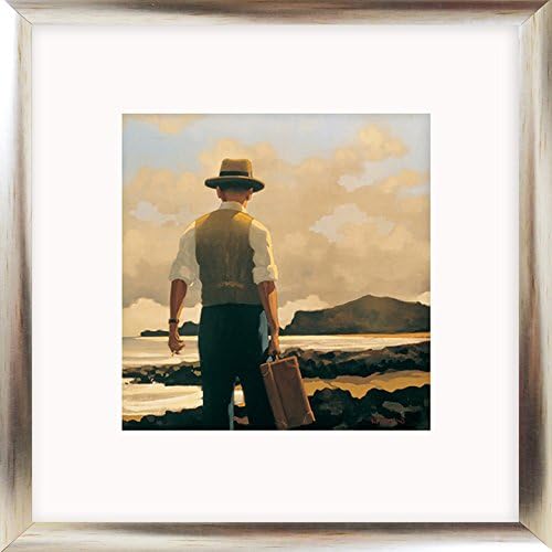 Jack Vettriano 'The Drifter' Framed Art Picture / Print In A Falmouth Silver Frame - Glass Front - Outside Measurements 30 x 30cm