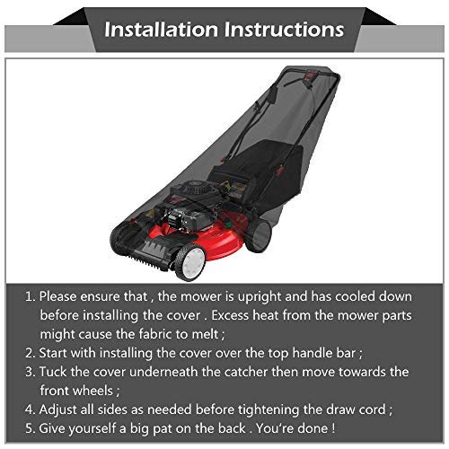 2win2buy Lawn Mower Cover Waterproof Heavy Duty Push Lawn Mower Covers - UV & Dust & Water Resistant, Weather Resistant, Universal Fit Drawstring & Storage Bag