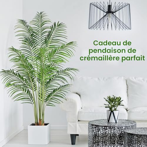 Keeplush Artificial Areca Palm Tree 180 cm Artificial Plant for Indoor and Outdoor Use in Plastic Potted Tree Living Room Balcony Bedroom Green Decoration (1 Pack)