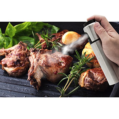 Olive Oil Sprayer, Stainless Steel Olive Oil Dispenser Cooking Spray Bottle Oil Mister Kitchen Vinegar Sprayer Barbecue Marinade Spray Bottle with Bouns Brush (Not Oil Column)