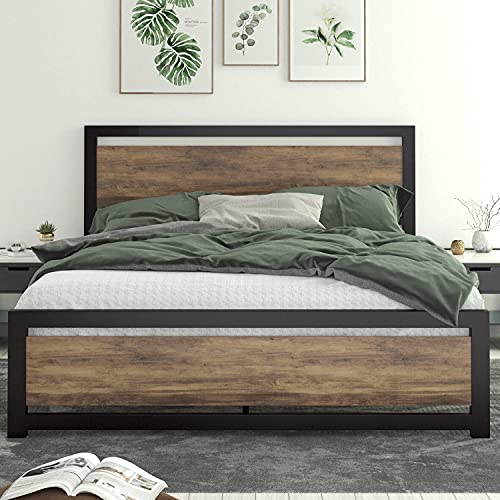 Amolife Queen Bed Frame with Headboard,Platform Metal Bed Frame with