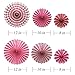 Pink Hanging Paper Party Decorations, Round Paper Fans Set Paper Pom Poms Flowers for Valentine's Day Birthday Wedding Baby Shower Events Accessories