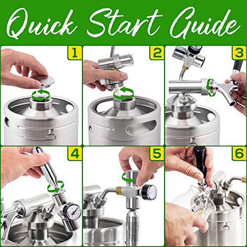 Pressurized-Beer-Mini-Keg-System-64oz-Stainless-Steel-Growler-Tap-Portable-Mini-Keg-Dispenser-Kegerator-Kit-Co2-Pressure-Regulator-Keeps-Carbonation-for-Craft-Beer-Draft-and-Homebrew-NutriChef