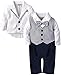 ZOEREA 2pcs Baby Boys Gentlemen Romper Coat Wedding Suits Tuxedo Baptism, 80CM/6-9 Months, White