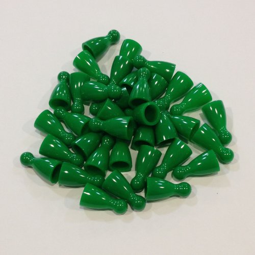 Plastic Pawns: Set of 36 Green Color Board Game Playing Pieces (Chess & Sorry Replacement Halma Pawn Markers, Colored School Classroom Supplies, Arts & Crafts Projects, Teaching & Education Toy Resource Components, Extra Instructional Play Material)
