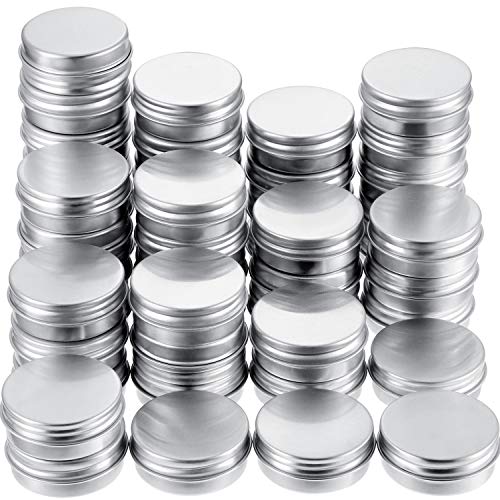 1/2 oz Aluminum Tin Cans Empty Containers Screw Top Round Metal Cans with Screw Lids (48 Pack)
