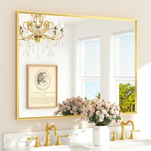 TETOTE Brushed Brass Bathroom Mirror