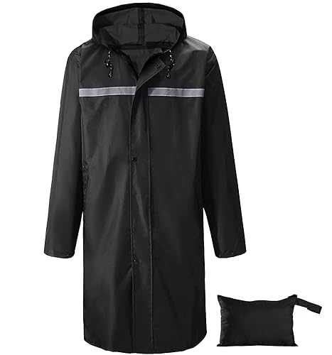 AIMLYXEE Mens Long Rain Jacket Hooded Rain Poncho Emergency