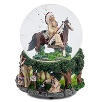 Cadona International, Inc Native American Chief 100MM Music Water Globe Plays Tune Free As The Wind
