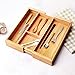Bamboo Expandable Silverware Drawer Organizer - Kitchen Cutlery Utensil Flatware Tray Mortise and Tenon Connection