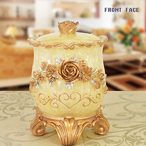 Easycomf Cotton Swab Dispenser Holder Storage Box Toothpick Dispenser Holder Holders(Cylinder Champagne Gold))