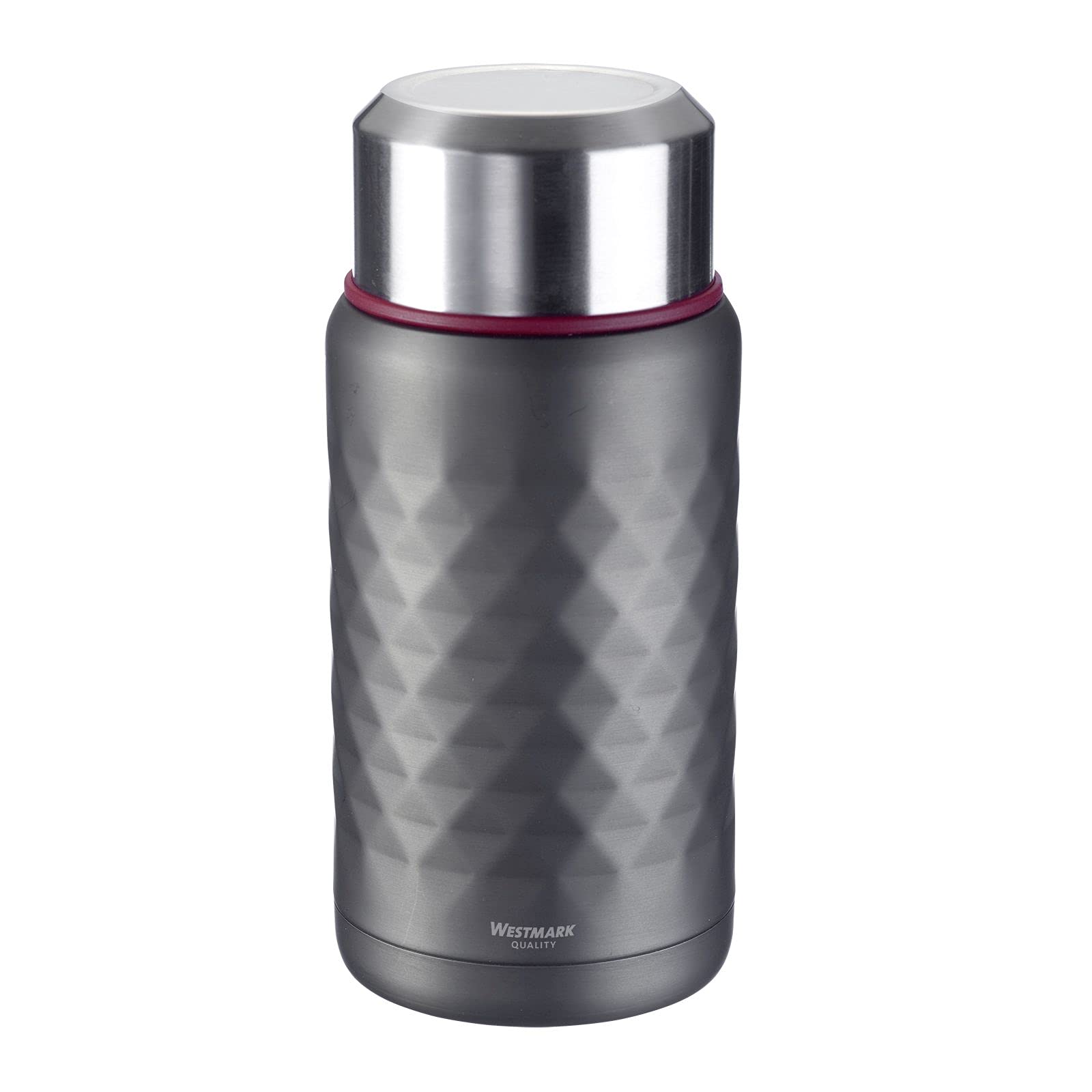 Westmark Viva 5288226A Lunch Pot, Keeps Warm for up to 9 Hours/Cold for 12 Hours, with Stainless Steel Spoon in Lid, Capacity: 750 ml, Stainless Steel/Plastic/Silicone, Viva, Anthracite/Red