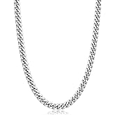 Momlovu 18K Gold Plated Chain Silver Tone Chains for Men Boys, 4mm/6mm Stainless Steel Cuban Link Chain for Men, Cool Men's Necklace Chains 18/20/22/24/26 Inches