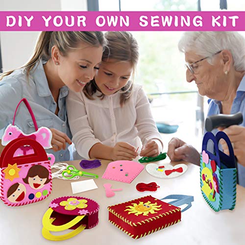 Rtudan Sewing Kit for Kids ,Felt Sewing Kit with Safety Needle and Thread for for Beginner, Educational Sewing Set Fun DIY Kid Craft for Girls and Boys
