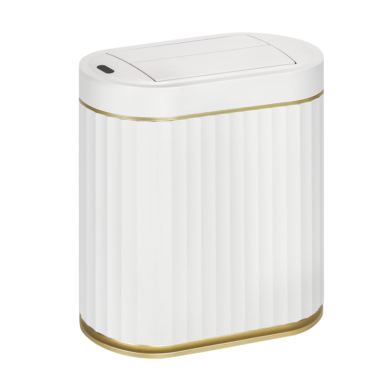 Photo 1 of SYNCVIBE Bathroom Trash Can with Butterfly Lid 2 Gallon Sensor Trash can, IPX5 Waterproof Garbage Can, Automatic Slim Trash Bin, Under-Counter Wastebasket, Bathroom Decor for Bedroom, White Gold