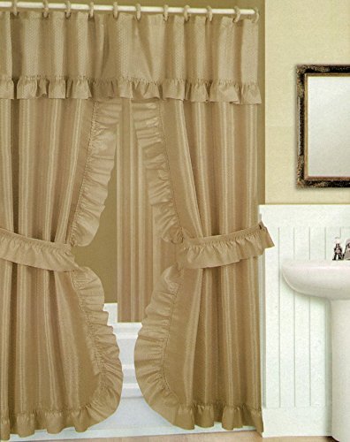 Amazon Com Double Swag Shower Curtain With Liner Set Taupe