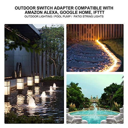 Smart Outdoor Plug, Smart WiFi Outdoor Plug Compatible with Alexa