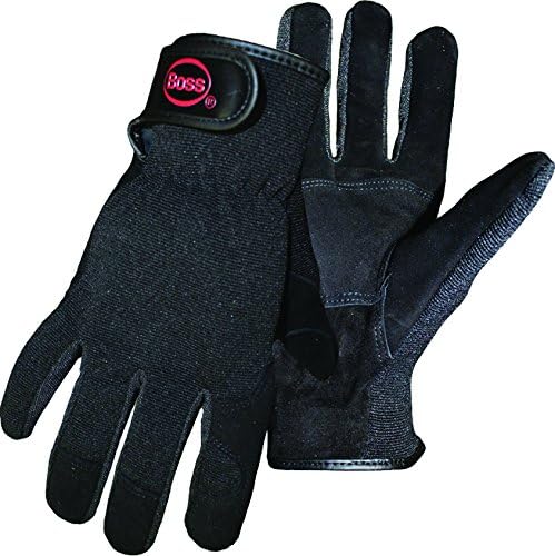 Boss Gloves 4043S Guard Black Reversed Cowhide Mechanic Glove, Small