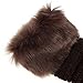TAORE Women Warm Winter Faux Rabbit Fur Mittens Wrist Fingerless Gloves (Coffee)