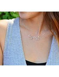 Collar de plata de ley con cinco círculos, para mujer, 50 años de edad, 50 cumpleaños