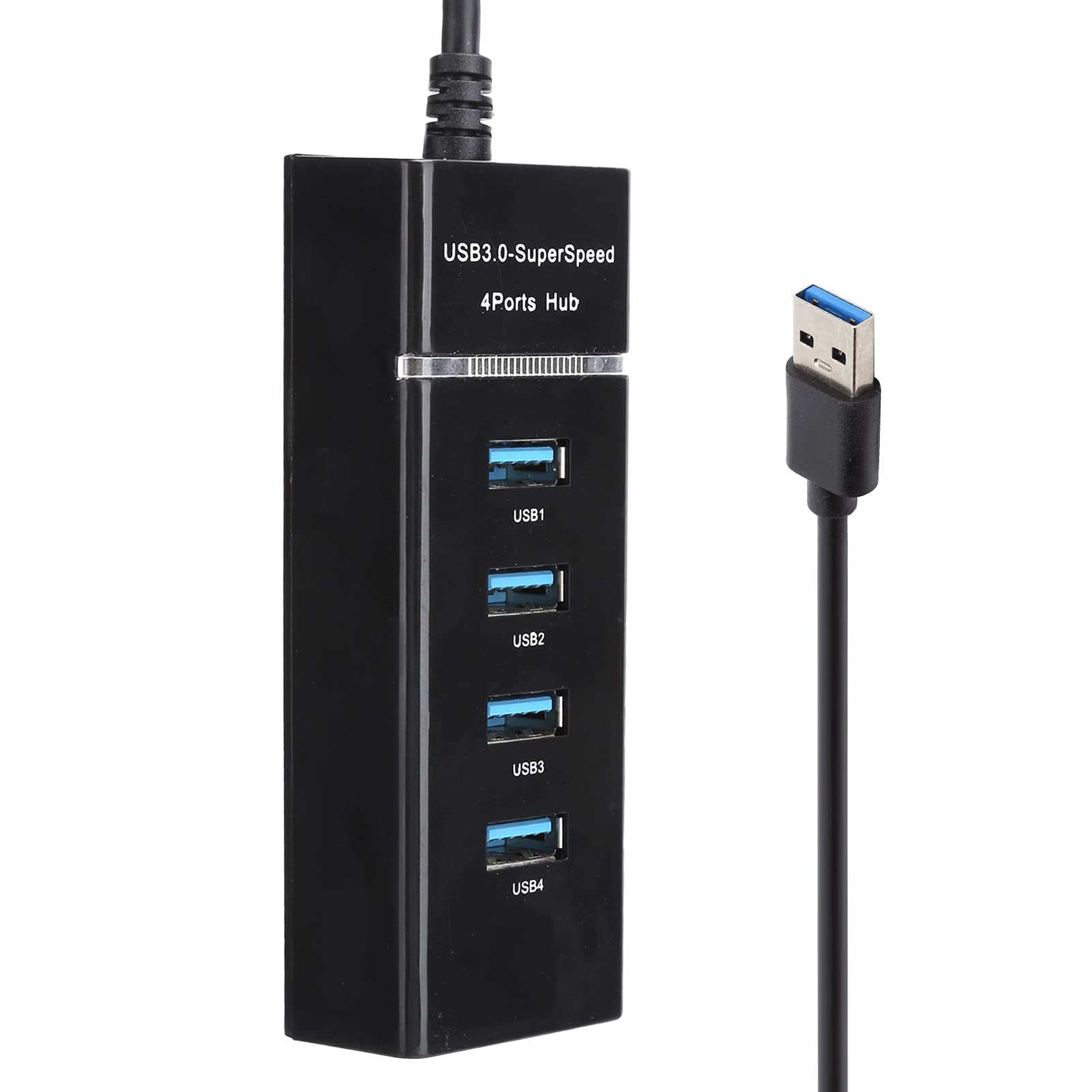 Powered USB 3.0 Hub, 1 to 4 USB Data Hub Splitter for Laptop, 5Gbps USB3.0 Extender Adapter with 1.2M Cable, USB Male to Female for Desktop PC