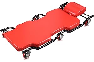 BESTOOL PROFESSIONAL GARAGE TOOLS & EQUIPMENT BESTOOL 44'' Heavy-Duty Garage Creeper with 6 Sturdy Casters, Metal Frame Mechanic Creeper, Low Profile Design with Headrest