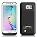 Caka S6 Edge Battery Case, 4200 Mah Backup External Battery Charger Case Rechargeable Power Bank Case for Samsung Galaxy S6 Edge with Kickstand - Black