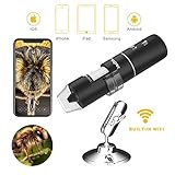 Wireless Digital Microscope,Gruper Wifi Handheld Microscope with 2MP Camera 1080P HD Video Recorder,50x to 1000x Magnification,8 LED Lights Kids Microscope for iPhone/iPad/Android phone(Black)
