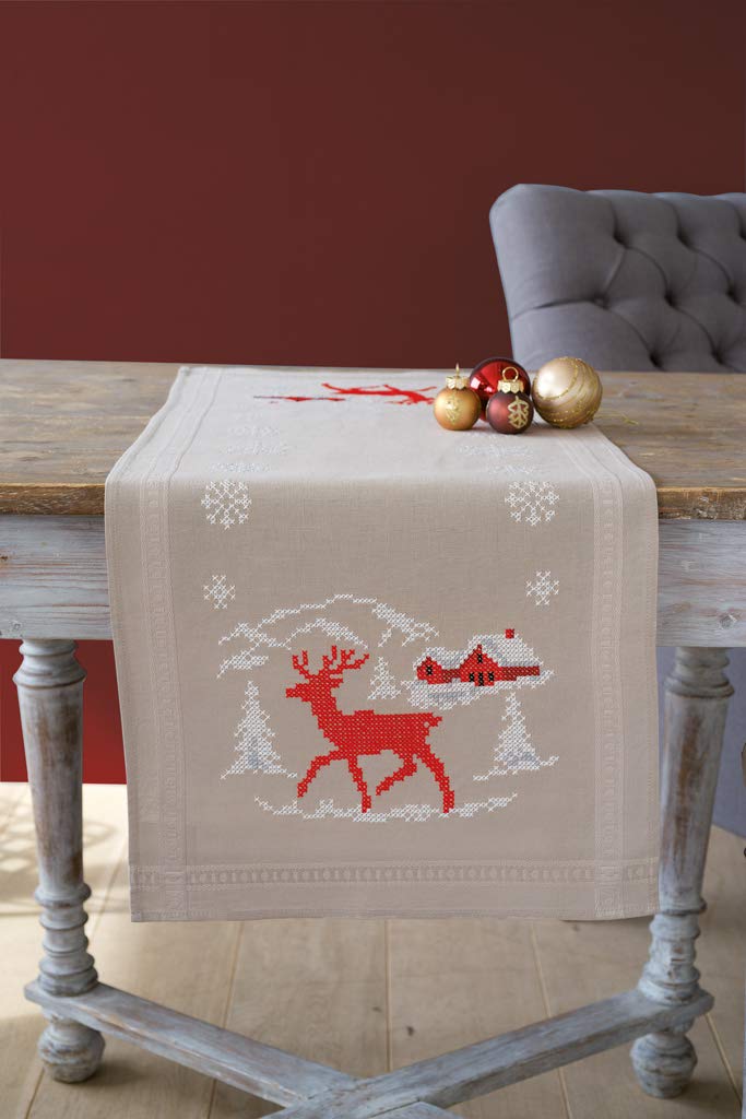 Vervaco Runner Norwegian Winter, Cotton Blend, Assorted, 37.5 x 20 x 22 cm