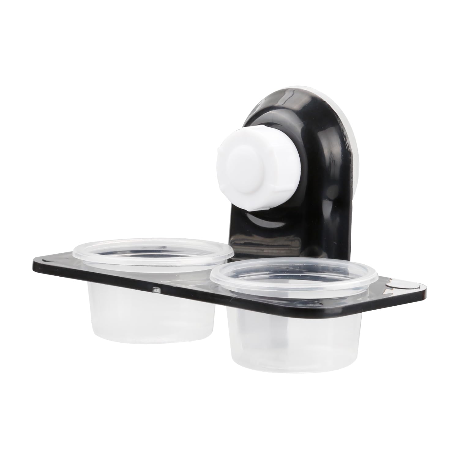 Rumyve 2PCS Reptile Feeder,Double Bowl Plastic Gecko Feeding Ledge,Removable Reptile Feeding Dish and Suction Cup