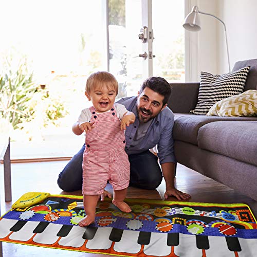 RenFox Baby Piano Mat with 25 Music Sounds, Kids Musical Playmat, Early Education Development Birthday Gift Music Toy for 1 2 3 Year Girls Boys, Piano Keyboard Touch Play Blanket for Child Toddlers