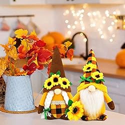 2 Pcs Sunflower Garden Gnome Summer Fall Thankful