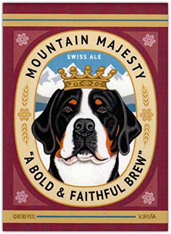 Retro Dogs Refrigerator Magnets - Greater Swiss Mountain Dog Ale - Art