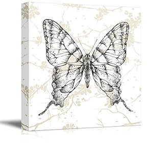 Square Canvas Wall Art - Butterfly Branches Pattern - Giclee Print Gallery Wrap Modern Home Art Ready to Hang - 12x12 inches