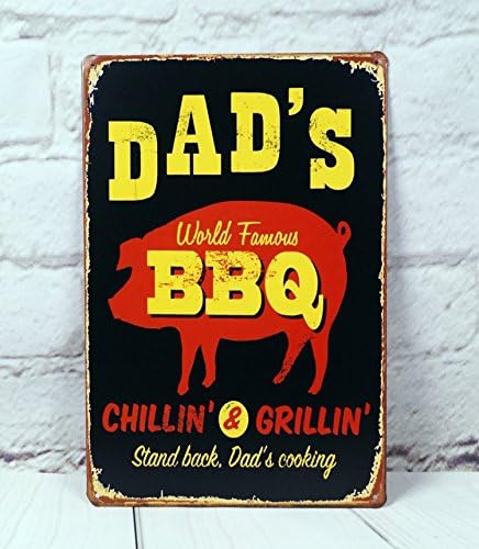 Exquisite Online Dad's BBQ Dad's Cooking Vintage Tin Sign Wall Decor 20 X 30 cm