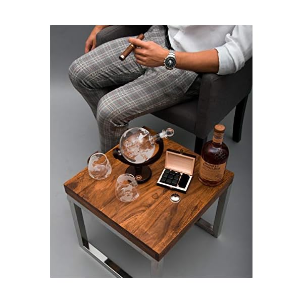 GRIMM & BROTHERS: Whisky Karaffe 850ml- 2 Whisky Gläser mit Curling Effekt- 9 Whiskey Steine- Whiskey Geschenk- ECHTHOLZ… – Bild 5