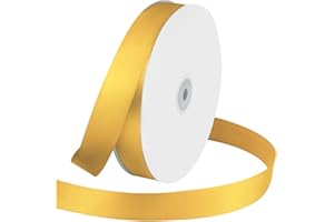 KMER LIFE 1 Inches x 100 Yards Polyester Satin Ribbon, Solid Color Yellow Satin Ribbon for Crafts, Gift Wrapping, Hair Bows, Wedding Party Decoration, Bow Making & Other Projects (Yellow)