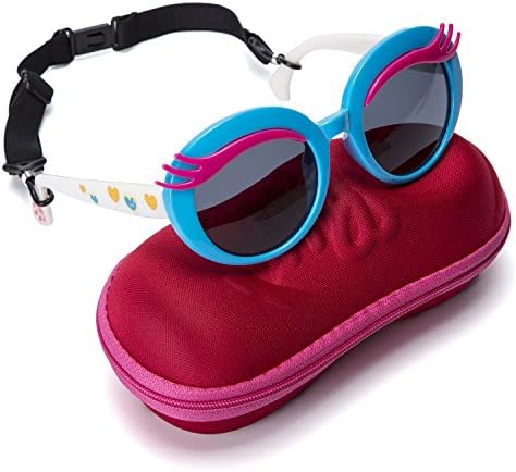 Girls Eyelash Polarized Sunglasses - UV Protection Kids Sunglasses 45mm Fit for Aged 4-9 With Shoe Shape Case
