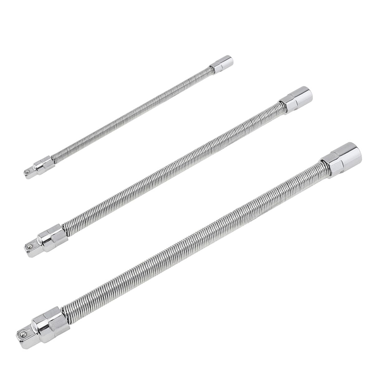 Omninmo 3Pcs Bendable Flexible Extension Bar Adapter Set for 1/4 3/8 1/2 Drive High Torque Wrench Hand Tool Kit with Metal Shaft Conversion Head