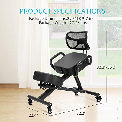Ergonomic Kneeling Chair with Backrest Adjustable Height with Thick and