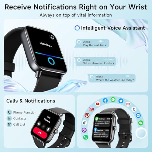 Gydom Smart Watch for Men & Women, Bluetooth Calling, Alexa Built-in, 1.8" HD Display, Fitness Tracker, Heart Rate & SpO2 Monitor, Sleep Tracking, 110+ Sports, IP68 Waterproof, iPhone & Android