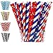 American Flag Paper Straws by Party Girl Kim - 200 Box | Stars and Striped - Red White and Blue Paper Straws | Memorial Day Decorations | Election 2020 Party Supplies | Eco Friendly (Red White Blue)