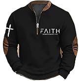 Men's Faith Print Casual T-Shirt Faith Ephesians 2 8 Pullover Christian Sweatshirts
