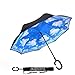 Umbrella, AIGUMI C-Shaped handle Golf Umbrella Car Reverse Umbrella Waterproof Reverse Folding Double Layer Inverted Self Standing Umbrella(Sky-Blue)
