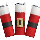 Personalize It - Santa Claus Themed Christmas Tumbler 20 oz Stainless Steel Tumbler with Lid and Straw Cup Mug