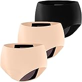 VOXSHE Incontinence Underwear for Women Washable Leak Proof for Women 5oz High Absorbent Womens Incontinence Panties for Bladder Leakage Protective Panties 3pk-M (Black/Beige/Beige)