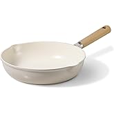 CAROTE 10" Ceramic Frying Pan Skillet, Non Stick Skillet Chef's Pan, Healthy & PFOA/PFAS Free, Induction-Compatible, Taupe