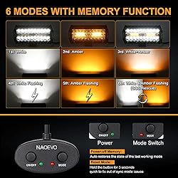 NAOEVO LED Light Bar Strobe Lights 7inch, 6 Modes