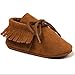 R&V Unisex Infant Baby Boys' Girls' Moccasins Soft Sole Tassels Prewalker Anti-Slip Toddler Shoes (S:0~6 months, Bandage Tan)
